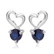 14ct white gold stud earrings heart design 2 sapphires