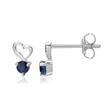 14ct white gold stud earrings heart design 2 sapphires