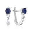 Hoops 14ct white gold 16 diamonds and sapphire