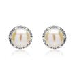 Stud Earrings 14ct White Gold Diamonds Beads
