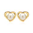 14ct Gold Earrings Heart With Freshwater Pearls