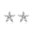 Stud Earrings 14ct White Gold Flowers With Diamonds