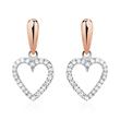 Heart earrings in 14ct white gold with diamonds