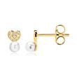 Heart earrings in 14ct gold with pearls and diamonds