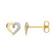 Stud earrings hearts of 14K gold with diamonds