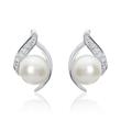 Stud Earrings In 14K White Gold With Pearls And Diamonds