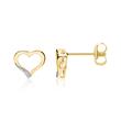 Heart Stud Earrings For Ladies In 14K Gold With Diamonds