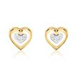 Ladies Earstuds Hearts In 14K Gold With Diamonds
