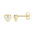 Ladies Earstuds Hearts In 14K Gold With Diamonds