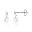 14K white gold stud earrings with pearls and diamonds