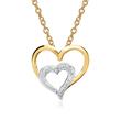 14 quilates cadena oro amarillo corazones 6 diamantes