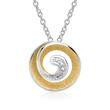 14ct white gold necklace spiral 2 diamonds