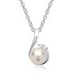14ct white gold pendant pearl 2 diamonds