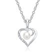 14ct white gold necklace pearl 4 diamonds