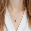 Amethyst necklace 14ct white gold 3 diamonds