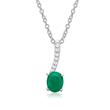 Emerald necklace 14ct white gold 7 diamonds