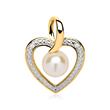 Heart pendant 14ct gold bicolor pearl diamonds