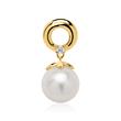 Pendant in 14 carat gold with pearl and diamond
