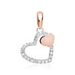 Pendant hearts 14ct white and rose gold with diamonds