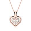 Heart chain in 14ct rose gold with diamonds