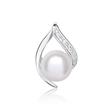 14K White Gold Necklace With Pearl And Diamonds