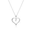 14ct white gold heart chain with diamond