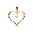 Pendant heart in 14ct gold with diamond