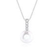 Necklace in 14K white gold with pearl and diamonds