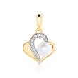 14K gold heart pendant with pearl and diamonds