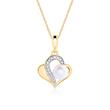 14K gold heart pendant with pearl and diamonds