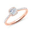 14 quilates anillo halo de oro rosa con diamantes