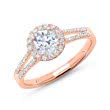 Halo ring 18ct rose gold with diamonds