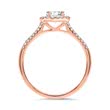 Halo ring 14ct rose gold with diamonds