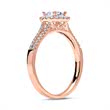 Anillo halo 14 quilates oro rosa con diamantes