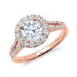 Halo ring 14ct rose gold with diamonds