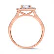 Halo ring 14ct rose gold with diamonds