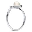 White Gold Ring With Pearl And 2 Diamonds 0,014ct