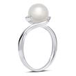 14 quilates anillo de oro blanco perla 4 diamantes 0,028 ct.