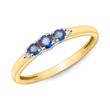 585er Gold-Ring 3 Saphire 0,377 ct. 2 Diamanten