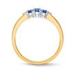 585er Gold-Ring 3 Saphire 0,377 ct. 2 Diamanten