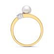 585er Gelbgold-Ring Perle 3 Diamanten 0,0335 ct.