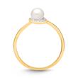 585er Gelbgold-Ring Perle 3 Diamanten 0,014 ct.