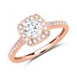 Anillo halo 14 quilates oro rosa con diamantes