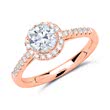 Anillo halo 14 quilates oro rosa con diamantes