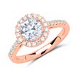 Halo ring 18ct rose gold with diamonds