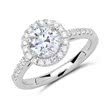 Anillo halo 14 quilates oro blanco con diamantes