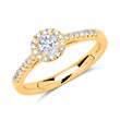 Halo ring 14ct gold with diamonds