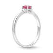 Ring 14 carat white gold 2 diamonds and ruby