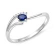 14ct White Gold Ring With 5 Diamonds And Sapphire
