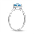 Halo ring 14ct white gold 18 diamonds blue topaz